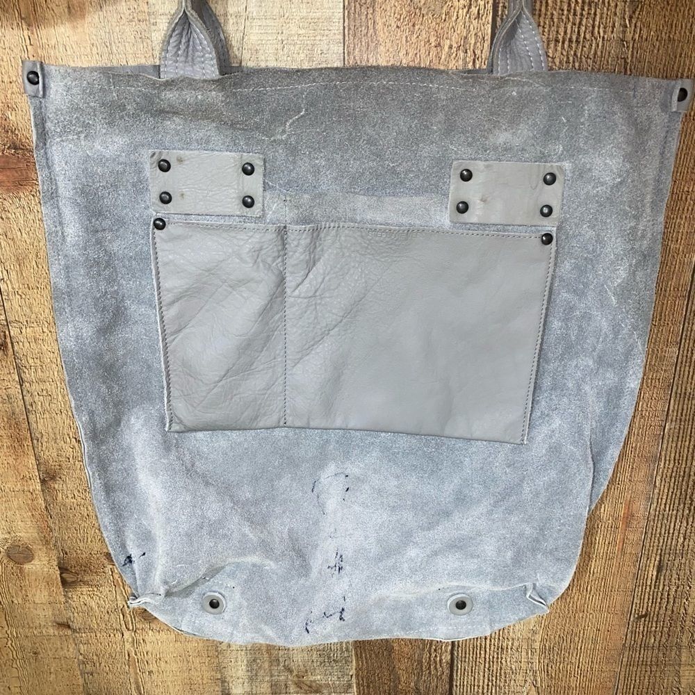 STEPHANE VERDINO LARGE GREY LEATHER TOTE BAG EUC - Picture 8 of 14